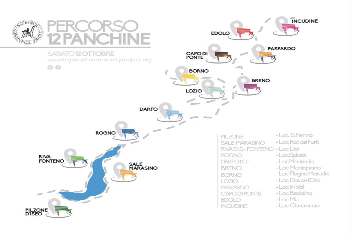 La mappa delle panchine giganti in Lombardia